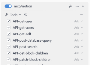 an image of the mcp/notion in LM Studio after successful connection to Docker